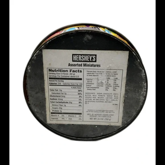 Vintage 1997 Hershey's Fun Tin Assorted Miniatures Round Storage Tin 5.3oz Used - Picture 3 of 4